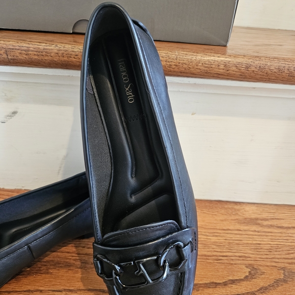 Franco Sarto Black Chain Detail Loafers - Picture 3 of 10